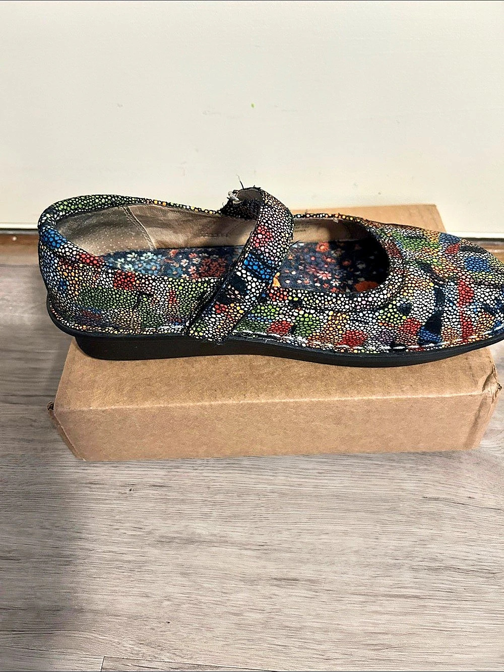 Single shoe Alegria Paloma Mary Jane Floral Leather Flats EU 38